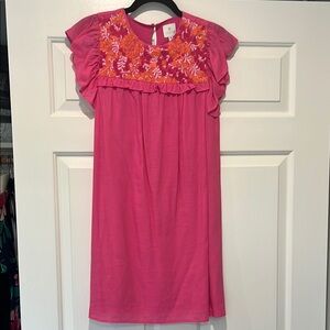 J. Marie Emmie Dress with Embellished Crew Neck and Flutter Cap Sleeves